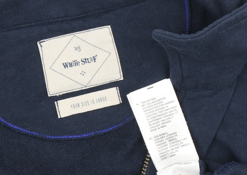 White Stuff Men's Blue Large 1/4 Zip Sweatshirt