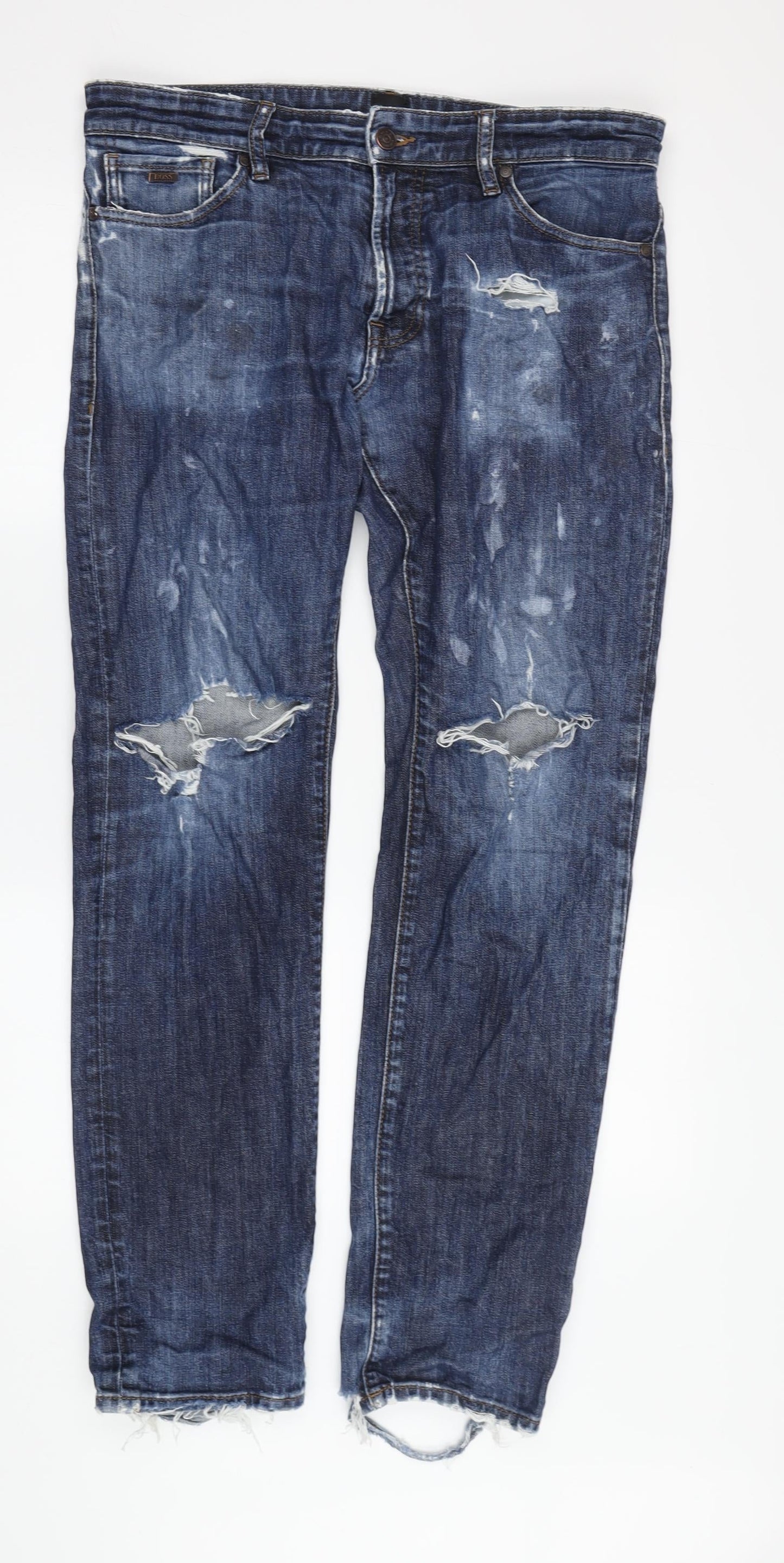 Hugo Boss Men's Blue Straight Slim Jeans - 33