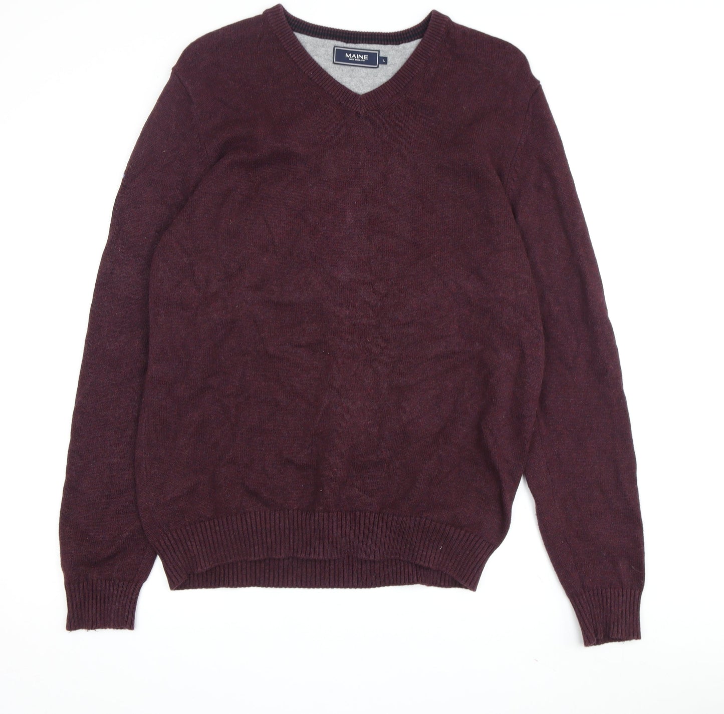 Maine New England Men's Purple V-Neck Pullover Jumper L