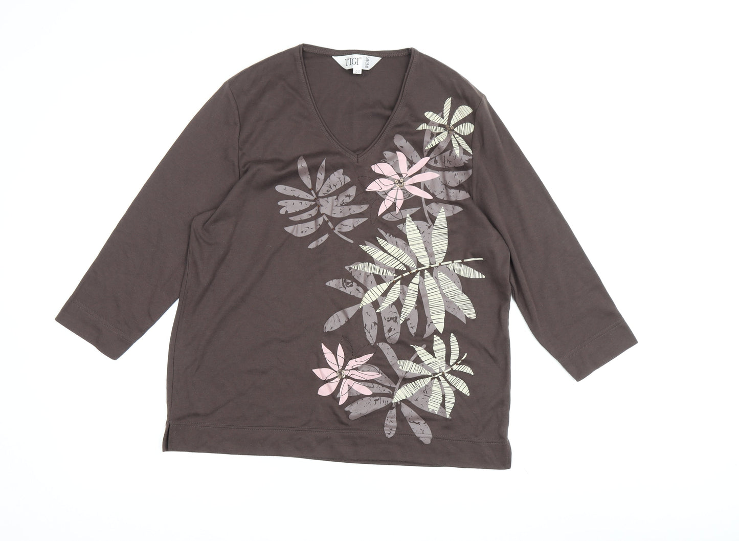 Womens UK Size 14 TIGI Wear Grey Basic T-Shirt