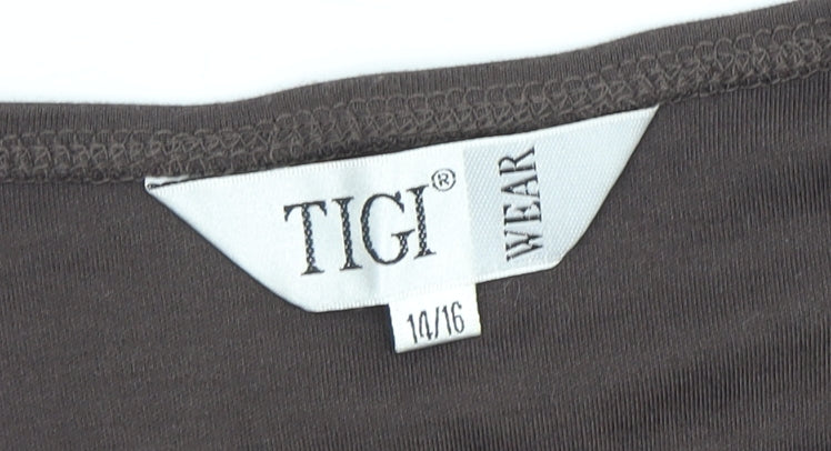 Womens UK Size 14 TIGI Wear Grey Basic T-Shirt