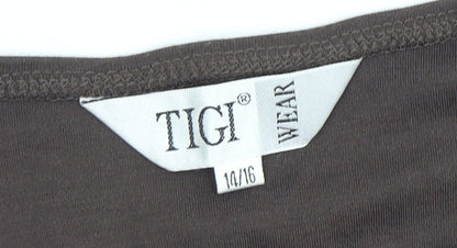 Womens UK Size 14 TIGI Wear Grey Basic T-Shirt
