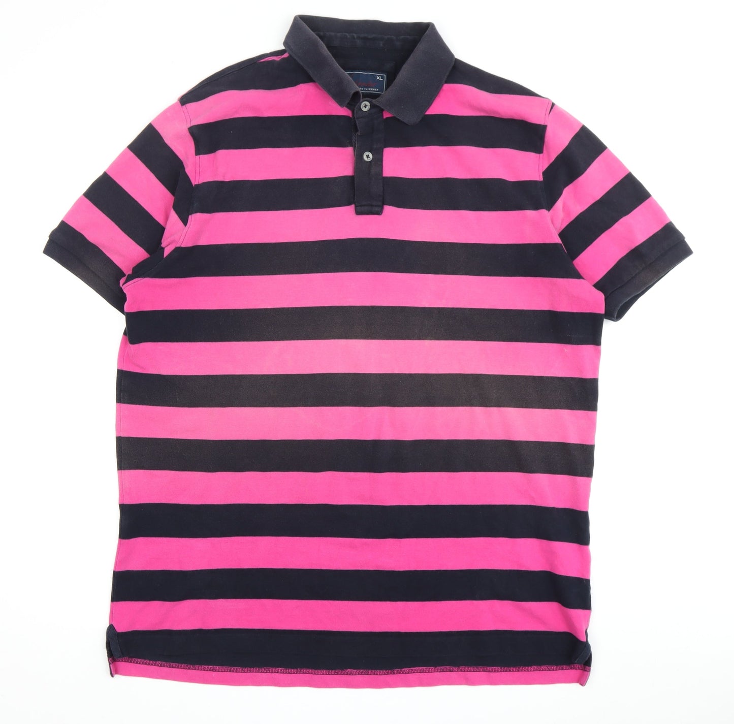 Brook Taverner Men's Polo XL Pink Striped Short Sleeve