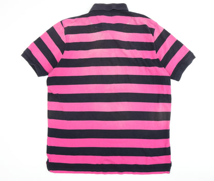 Brook Taverner Men's Polo XL Pink Striped Short Sleeve
