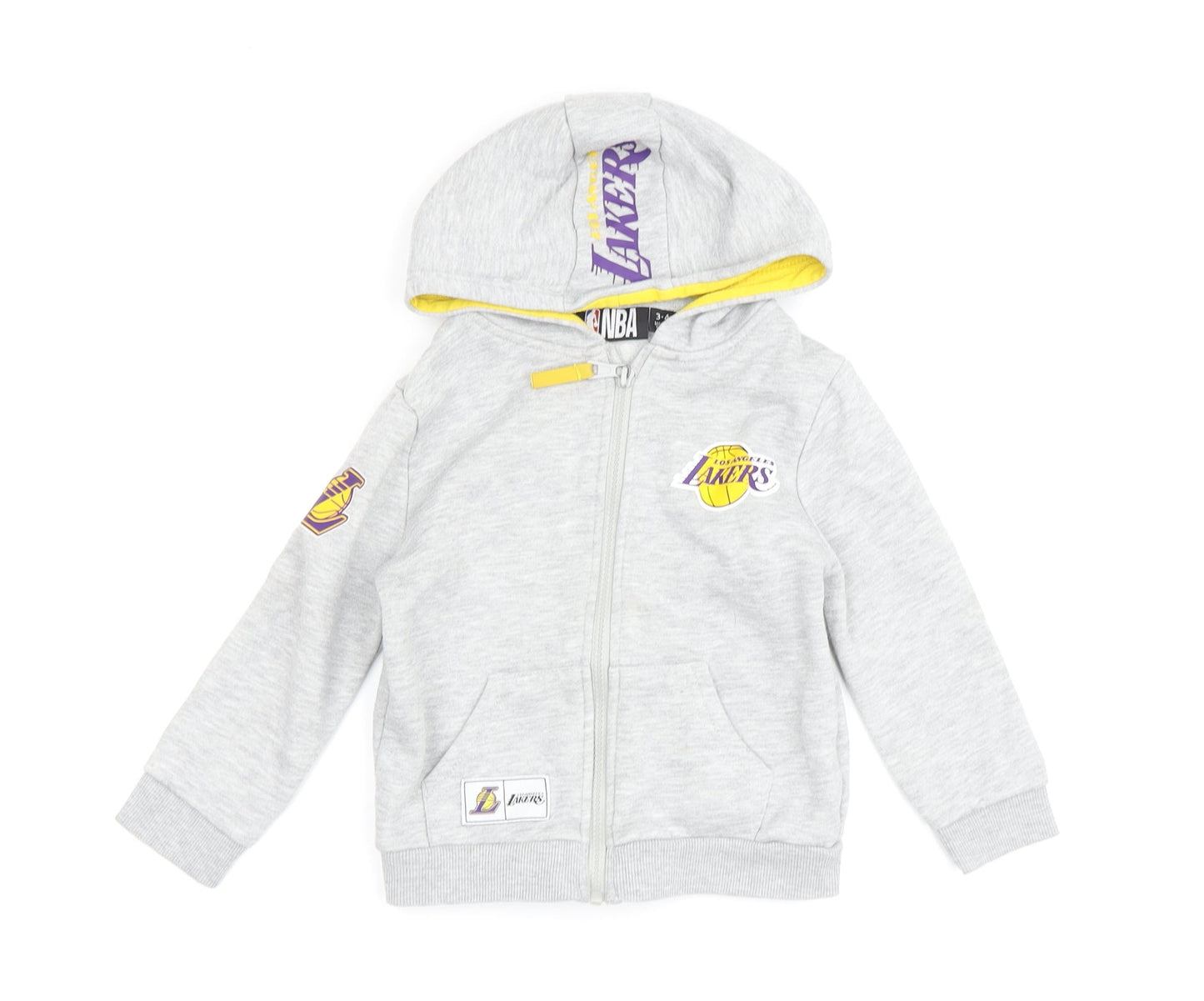 NBA Boys Grey LA Lakers Hooded Jacket 3-4 Years