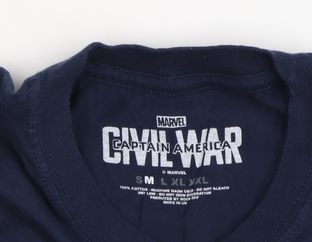 Marvel Men's Blue Captain America T-Shirt Size M