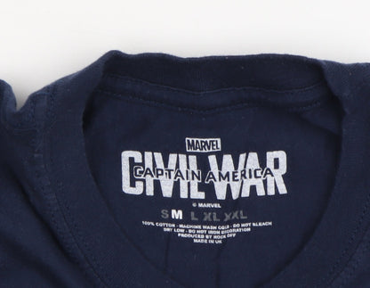 Marvel Men's Blue Captain America T-Shirt Size M