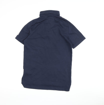 Adidas Boys Blue Polo Shirt XS Short Sleeve Logo Sporty
