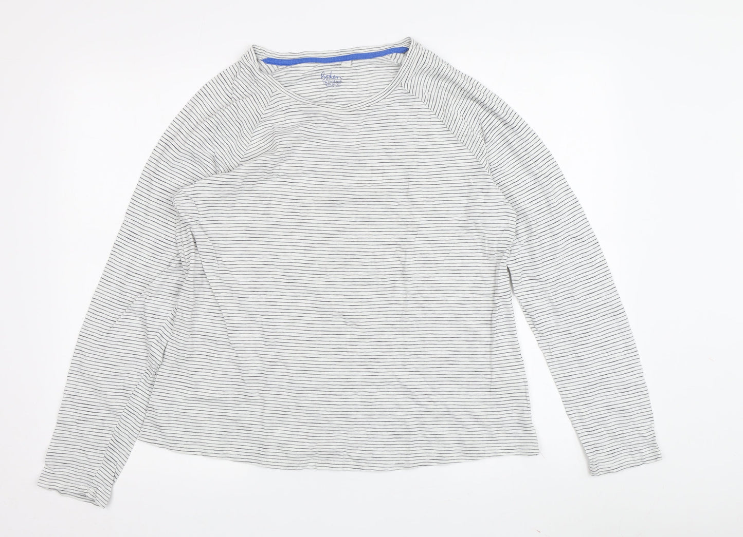 Boden Women's White Striped Basic T-Shirt Size M