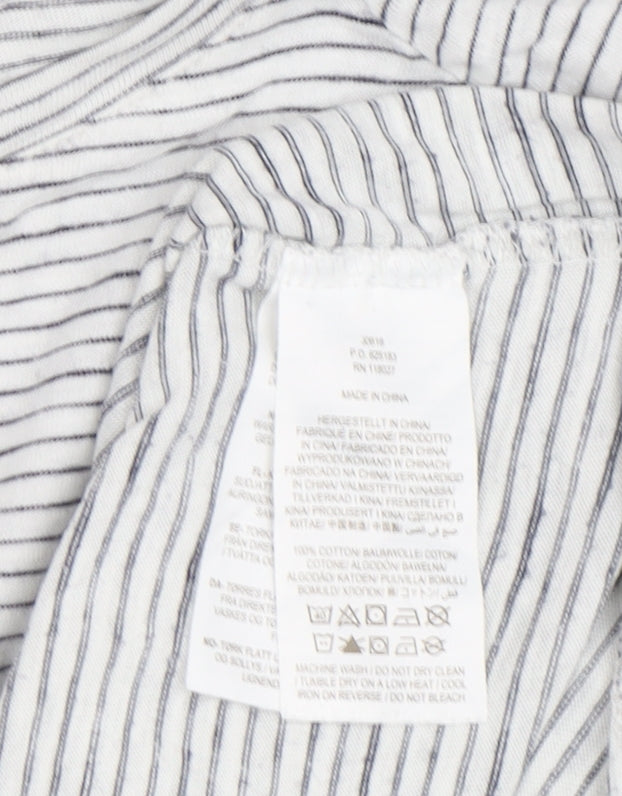 Boden Women's White Striped Basic T-Shirt Size M