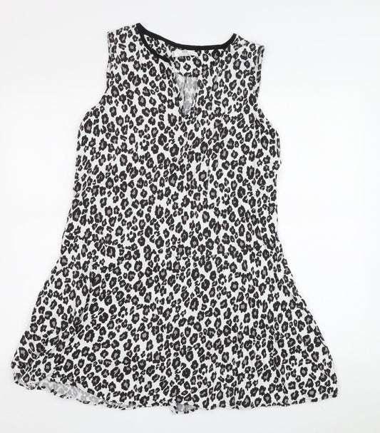 MNG Women's Animal Print Sleeveless Top in Black & White