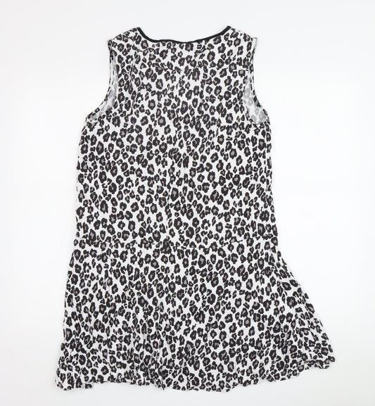MNG Women's Animal Print Sleeveless Top in Black & White