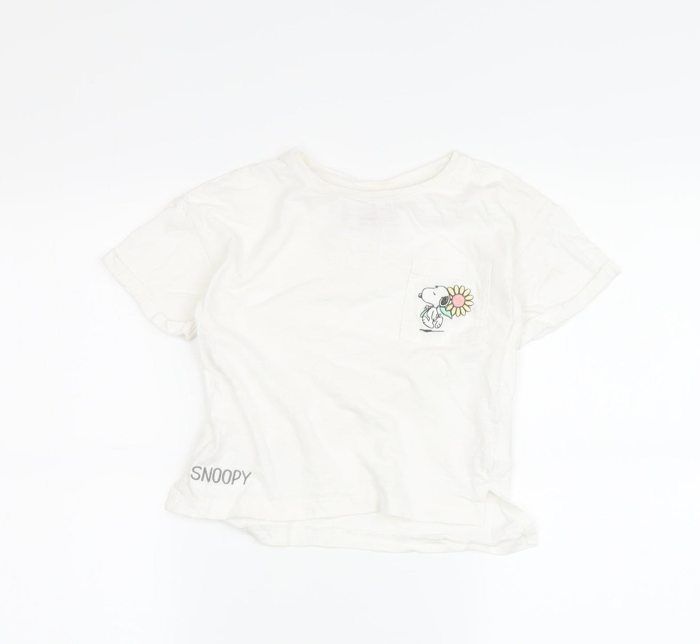 Peanuts Girls White Snoopy T-Shirt, Size 3-4 Years