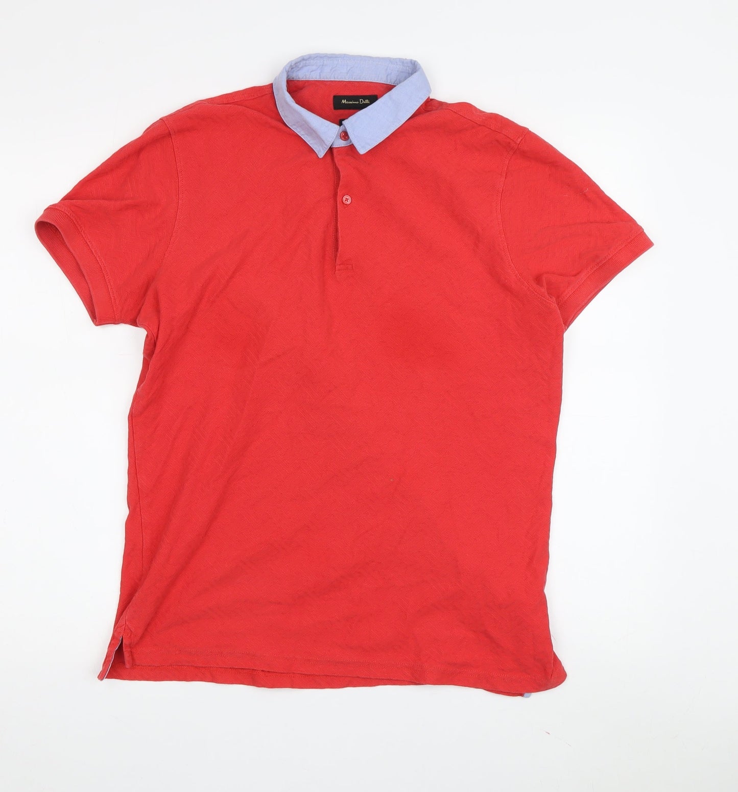 Massimo Dutti Men's Red Polo Shirt, Medium, Casual Fit