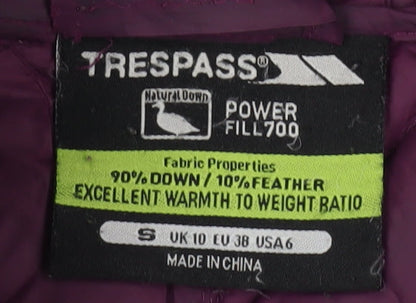 Womens UK Size 10 Trespass Purple Puffer Jacket