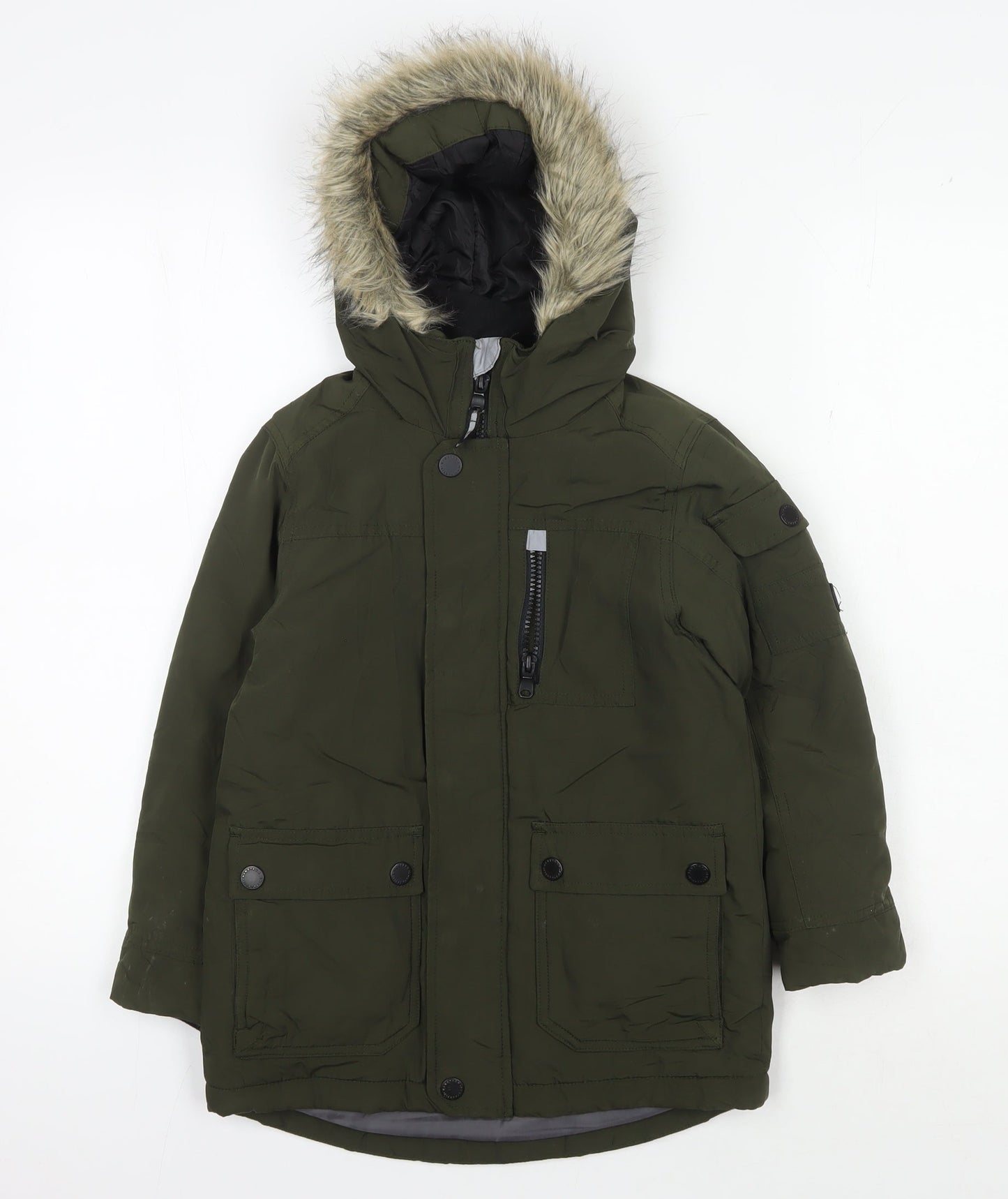 Next Boys Green Parka Coat 6 Years Winter Hooded
