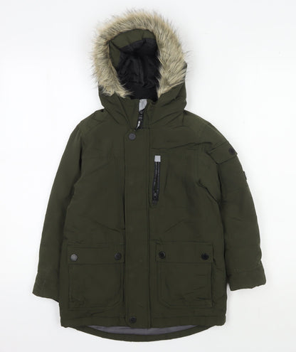Next Boys Green Parka Coat 6 Years Winter Hooded