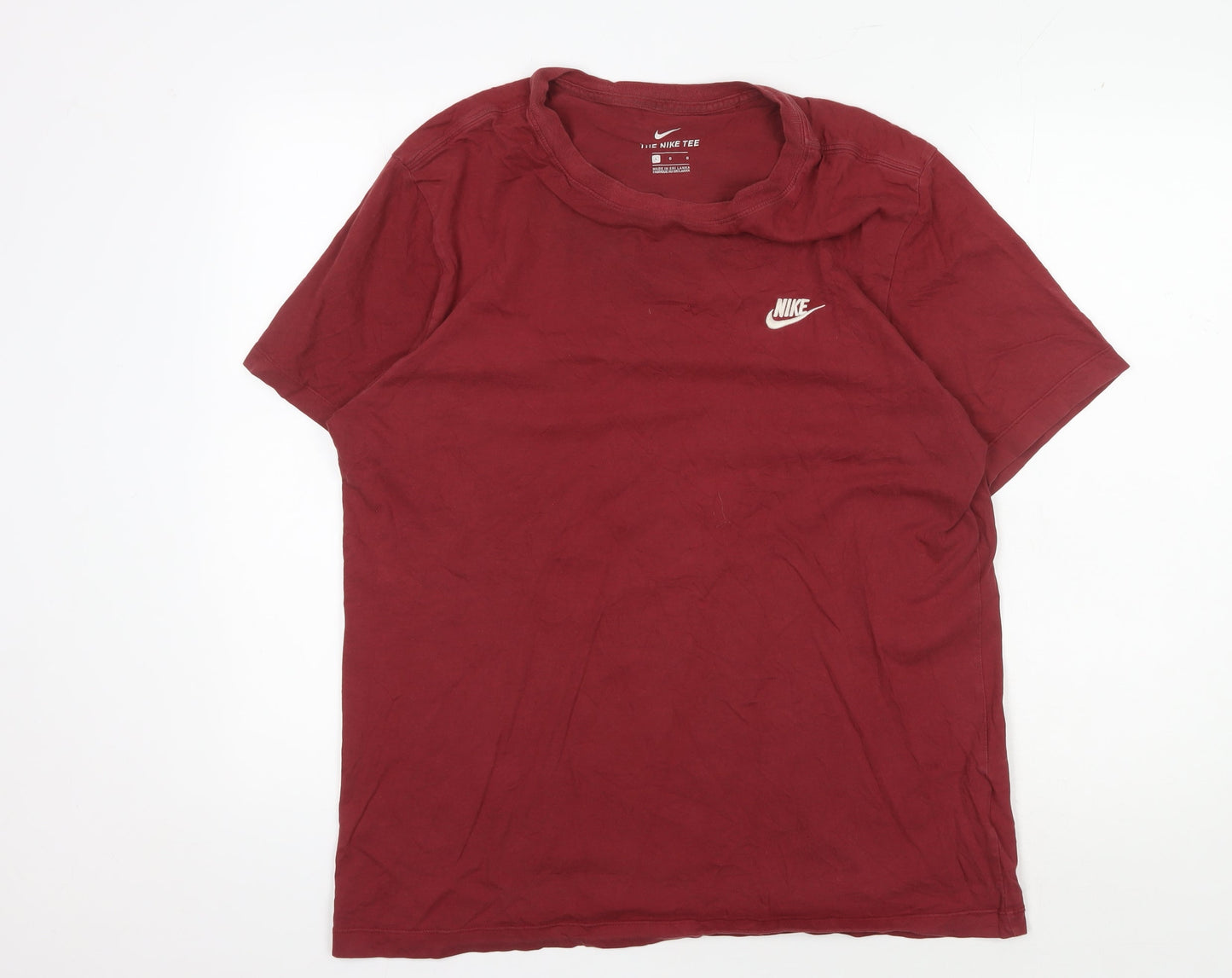 Nike Men's Red Cotton Crew Neck T-Shirt L