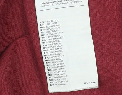 Nike Men's Red Cotton Crew Neck T-Shirt L