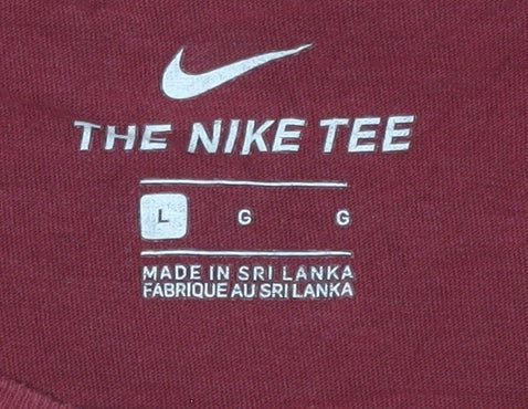 Nike Men's Red Cotton Crew Neck T-Shirt L