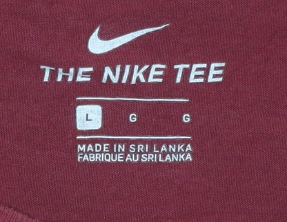 Nike Men's Red Cotton Crew Neck T-Shirt L