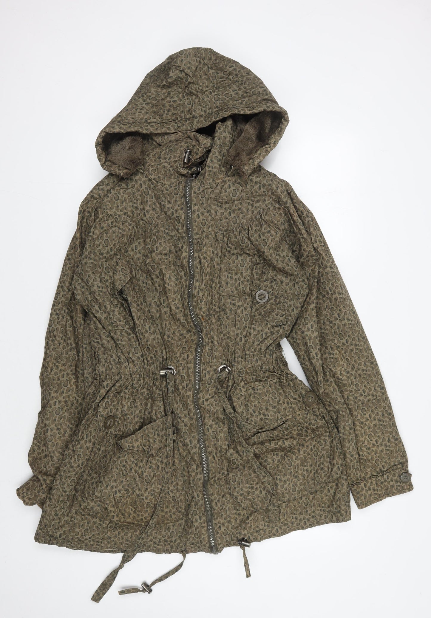 Womens UK Size 12 Denim Co Brown Parka Coat