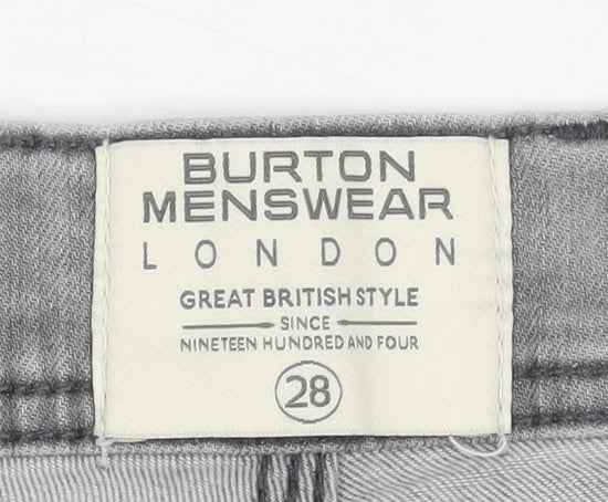 Burton Menswear Grey Denim Shorts, Men's 28 Chino Style