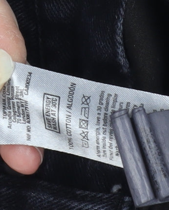 Topman Men's Black Denim Shorts Size 28 Slim Fit