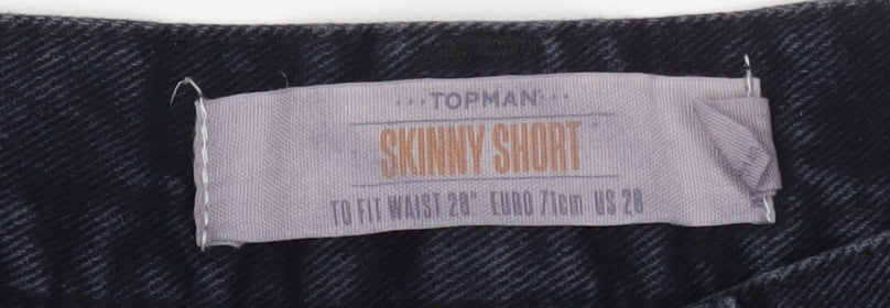 Topman Men's Black Denim Shorts Size 28 Slim Fit