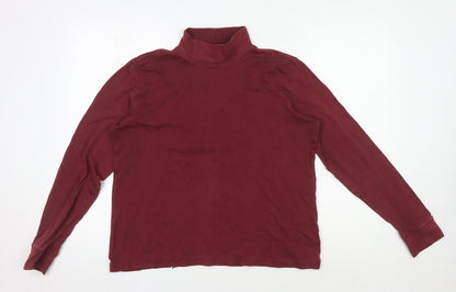 Lands' End Men's Red Relaxed Fit Mock Neck Top M