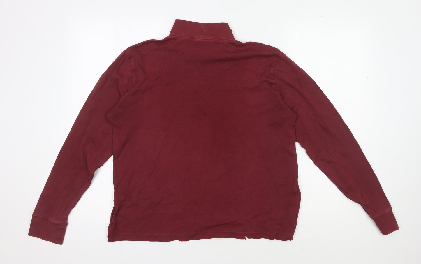 Lands' End Men's Red Relaxed Fit Mock Neck Top M