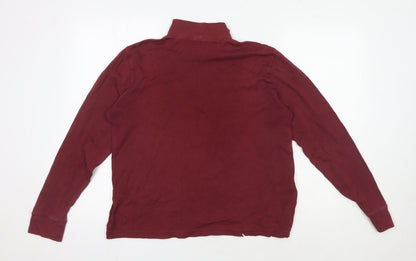 Lands' End Men's Red Relaxed Fit Mock Neck Top M