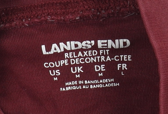 Lands' End Men's Red Relaxed Fit Mock Neck Top M