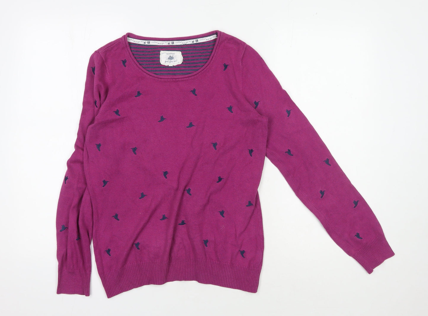 Knitted Just For Ewe Women's Purple Animal Print Pullover Jumper Size 12