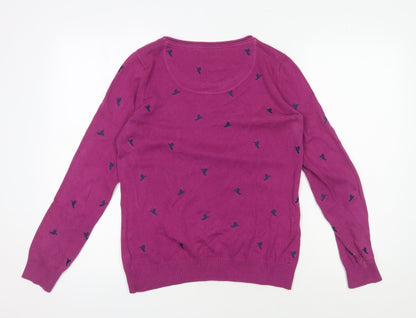 Knitted Just For Ewe Women's Purple Animal Print Pullover Jumper Size 12