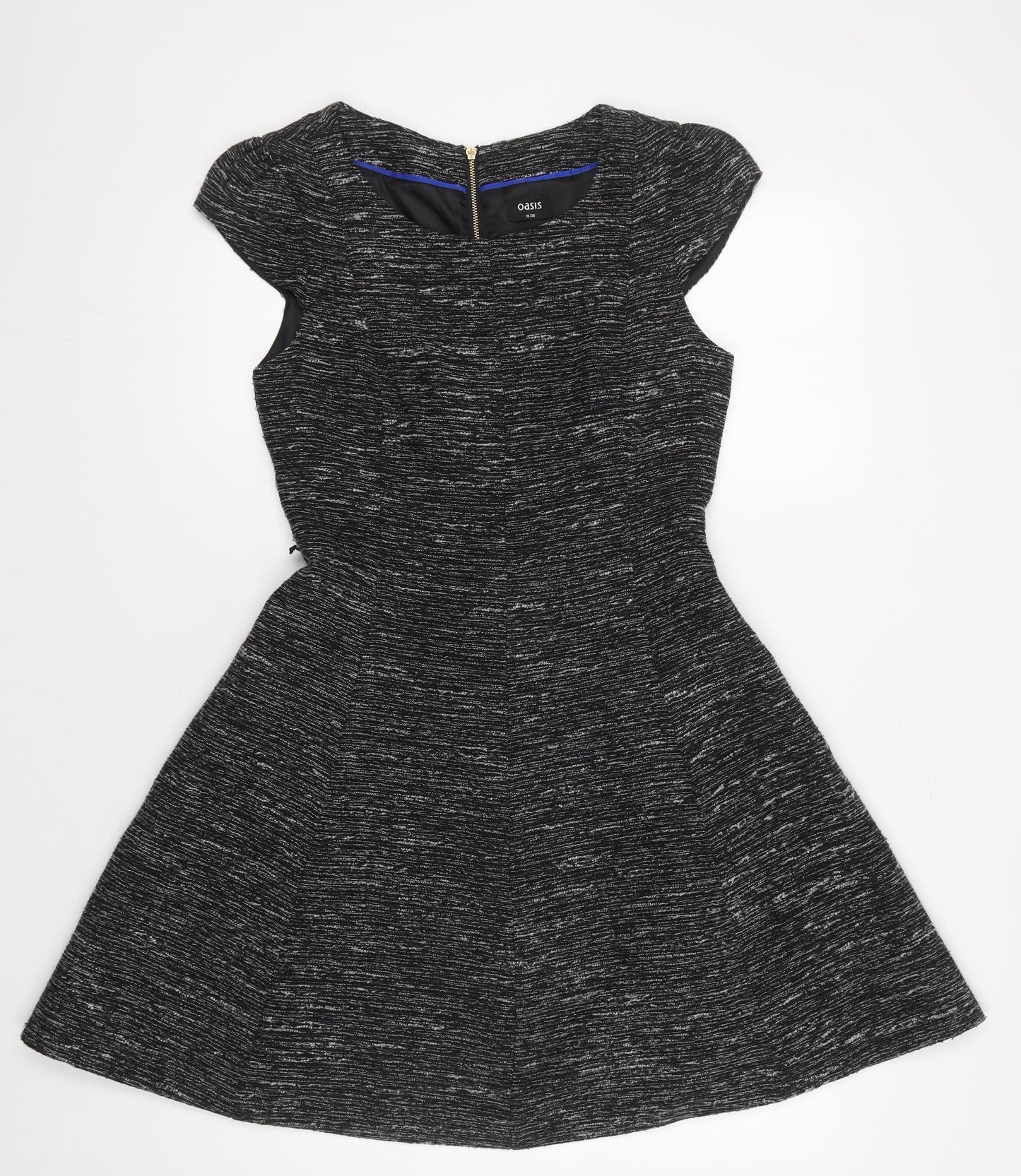 Oasis Women's Black Knit Dress Size 10 with Zip Accent