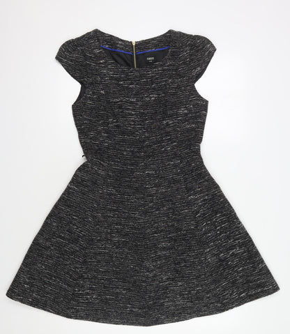 Oasis Women's Black Knit Dress Size 10 with Zip Accent