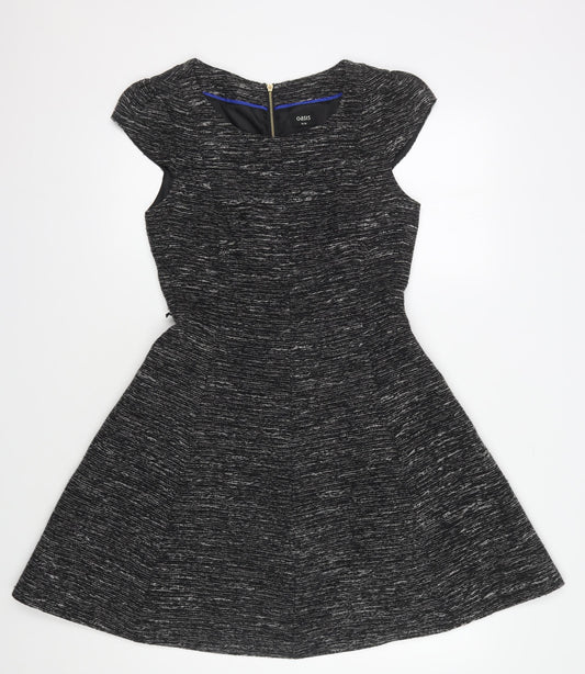 Oasis Women's Black Knit Dress Size 10 with Zip Accent