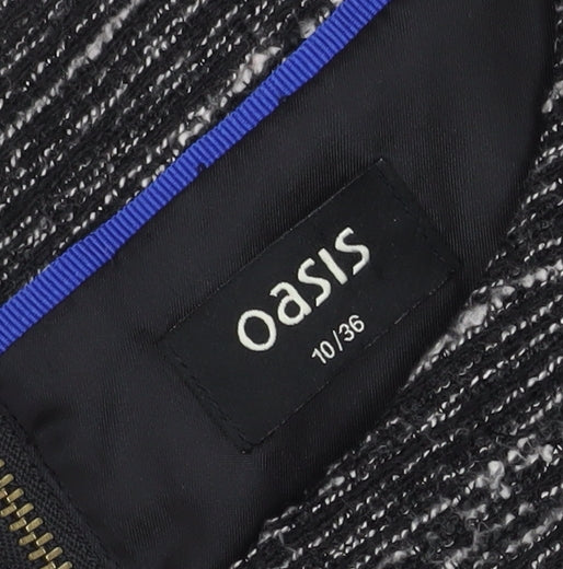 Oasis Women's Black Knit Dress Size 10 with Zip Accent