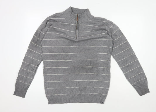 Reserve Men's Grey 3XL Knit Jumper with Half Zip