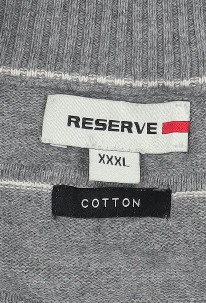 Reserve Men's Grey 3XL Knit Jumper with Half Zip