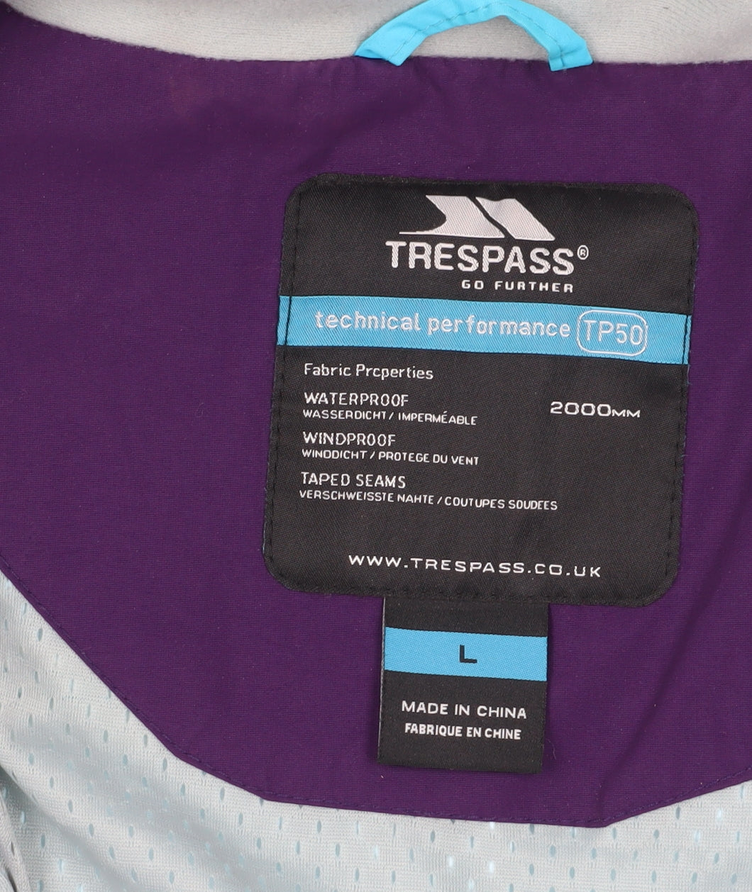 Womens UK Size L Trespass Blue Rain Coat
