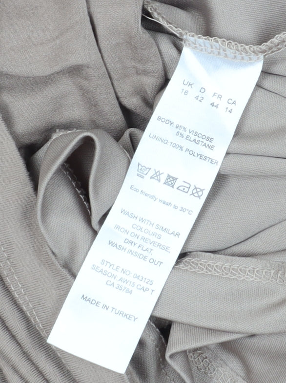 EaSTeX Beige A-Line Midi Skirt for Women Size 16