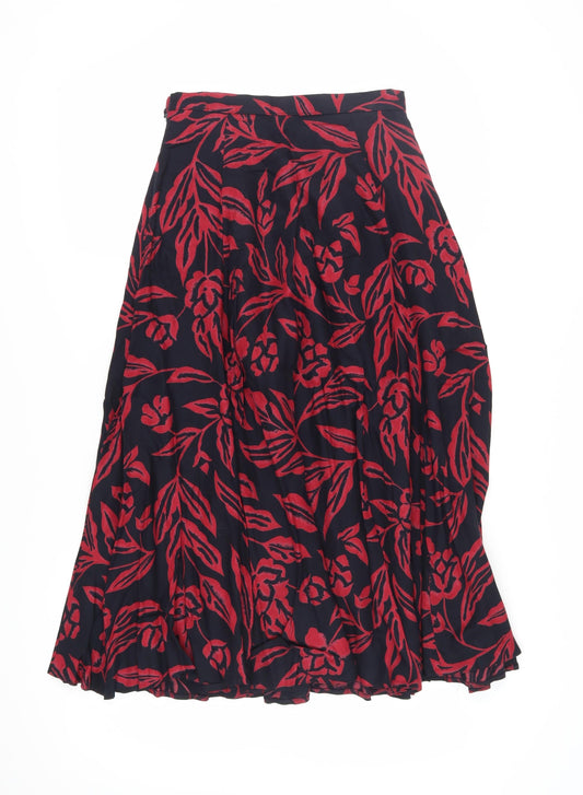 Alexon Women's Red Floral A-Line Skirt Size 12
