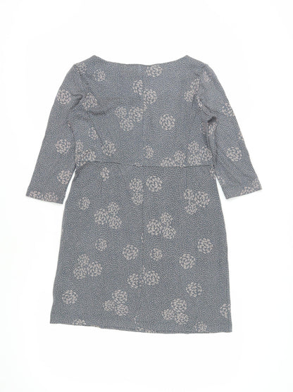 White Stuff Women's Grey Floral Sheath Dress Size 10