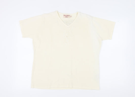 Honor Millburn Women's Ivory V-Neck Pullover Jumper XL