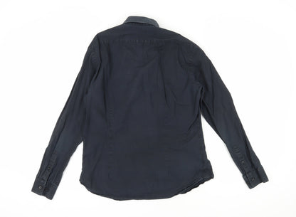 DKNY Men's Black Cotton Long Sleeve Button-Up Shirt