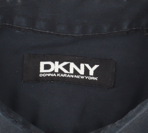 DKNY Men's Black Cotton Long Sleeve Button-Up Shirt