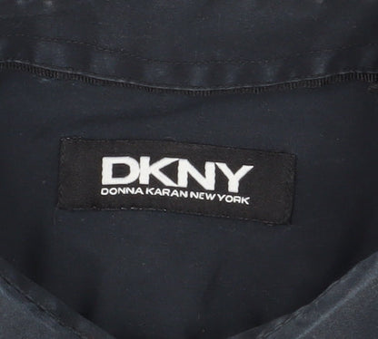 DKNY Men's Black Cotton Long Sleeve Button-Up Shirt