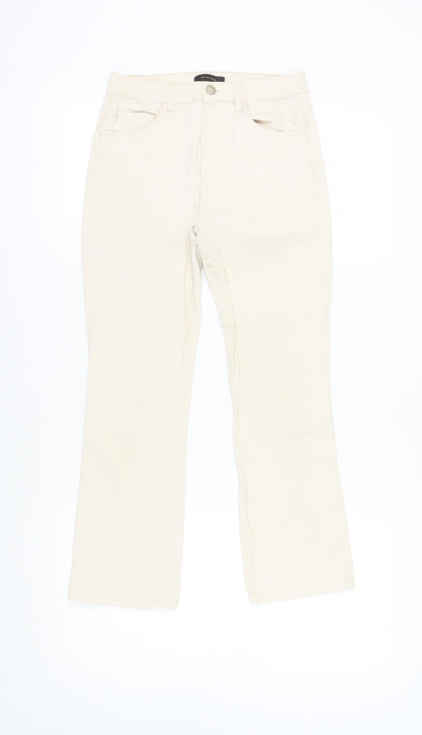 Womens UK Size 4 Massimo Dutti Regular Fit Casual Beige Trousers